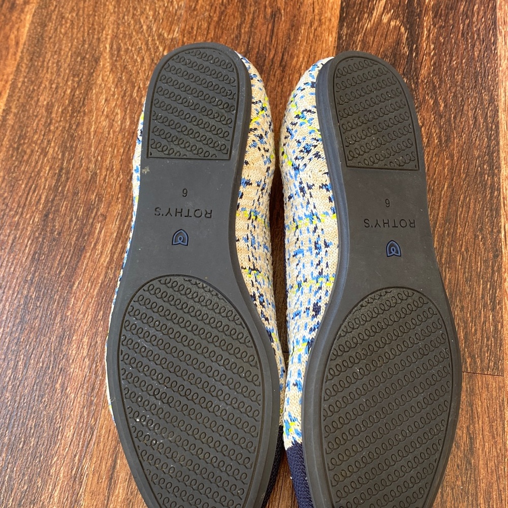 Rothy’s The Square Flat in Spring Tweed beige blue yellow Sz 6 - Picture 6 of 8